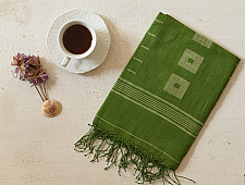 Aamaya . आमाया | Handloom Soft Cotton Jamdani Stole - Green