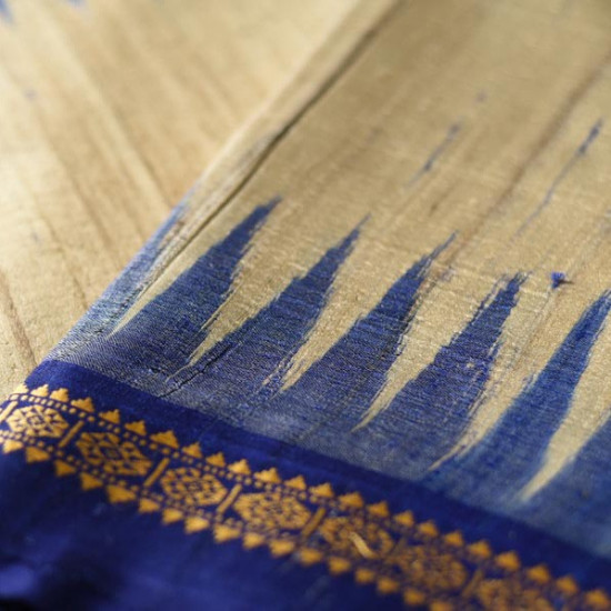 shop Handwoven Pure Tussar Silk Saree with ikat pallu