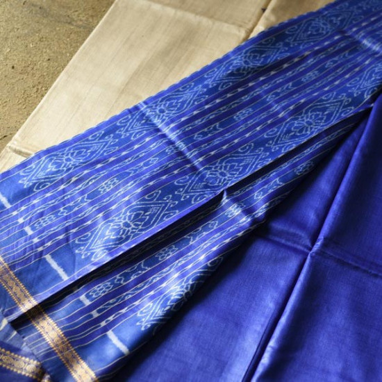 shop Handwoven Pure Tussar Silk Saree with ikat pallu