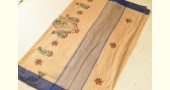 shop Kantha Hand Embroidered Cotton Saree With Blue Border