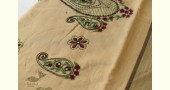 shop Kantha Embroidered Cotton Saree With Black Border