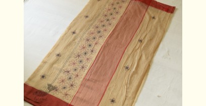 Ramaa . रमा | Kantha Hand Embroidery ~ Cotton Saree With Red Border