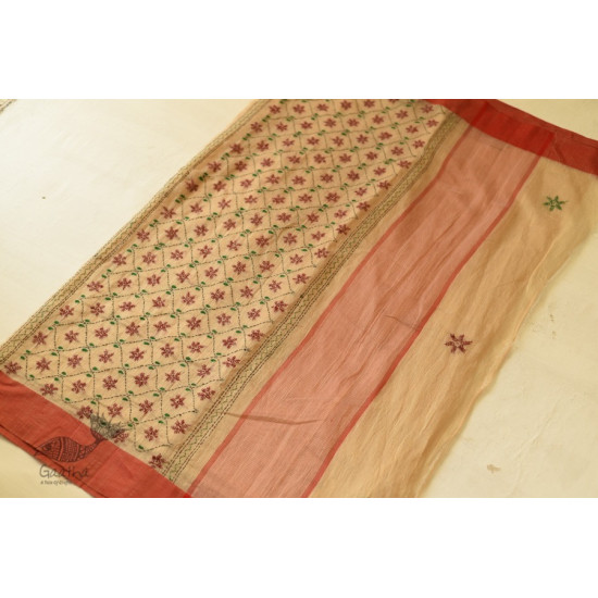 shop Kantha Hand Embroidered Cotton Saree