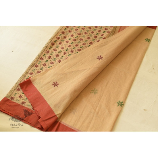 shop Kantha Hand Embroidered Cotton Saree