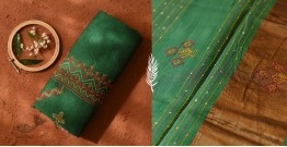 Ramaa . रमा | Hand Embroidered Chanderi Green Saree With Hyderabadi Border