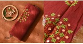 shop Handwork ~ Embroidered Chanderi Maroon Saree With Hyderabadi Border