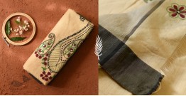 Ramaa . रमा | Kantha Embroidered Cotton Saree With Black Border