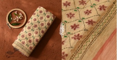 Ramaa . रमा | Kantha Hand Jaal Embroidered Cotton Saree