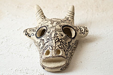 Madhuban . मधुबन ❁ Madhubani Hand Painted Paper Mache Wall Handing - Cow Mask