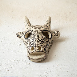 Madhuban . मधुबन ❁ Madhubani Hand Painted Paper Mache Wall Handing - Cow Mask