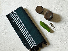 Sadaa . सदा ✡ Handloom Begampuri Cotton Saree With Woven Border - Teal