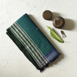 Sadaa . सदा ✡ Begampuri Cotton Green Saree