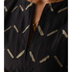 Handloom Cotton | Reversible Jacket ~ Black