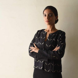 Handloom Cotton | Reversible Jacket ~ Black