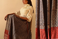 Flowers in a River | Jawariya Block Printed Long Skirt - Black & Red