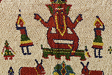 Prachin . प्राचीन  ❂ Saurashtra Beadwork Old & Antique Wall Hanging  - Ganeshji