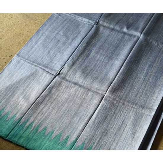 shop Handwoven Pure Tussar Ghicha Silk Grey Saree