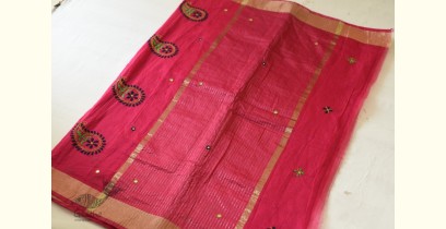 Ramaa . रमा | Embroidery On Chanderi Rani Pink Saree