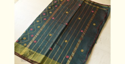 Ramaa . रमा | Embroidery On Chanderi Saree ~ Teal Blue