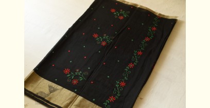 Ramaa . रमा | Embroidery On Chanderi Saree - Black