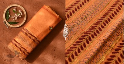 Ramaa . रमा | Embroidery On Chanderi Orange Saree