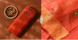 Ramaa . रमा | Embroidery On Chanderi Saree - Terracotta Color