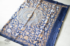 Madhumalti | Kantha Hand Embroidered Silk Saree - Blue Color