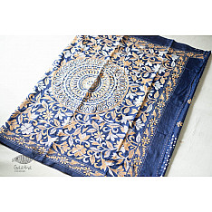 Madhumalti | Kantha Hand Embroidered Silk Saree - Blue Color