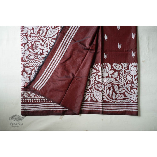 shop Kantha Hand Embroidered Silk Saree