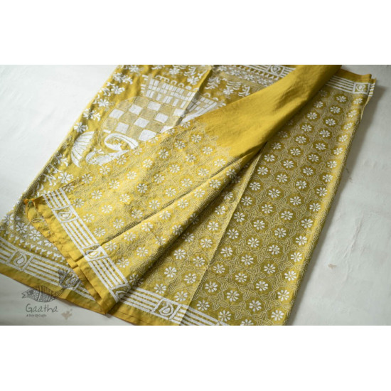 shop Kantha Hand Embroidered Silk Saree