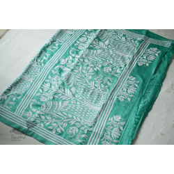 Madhumalti | Kantha Embroidery ~ Silk Saree - Peacock motif