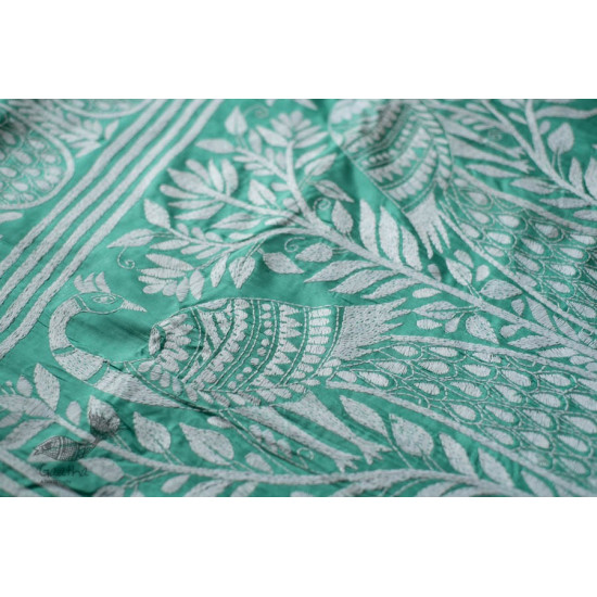 shop Kantha Hand Embroidered Silk Saree