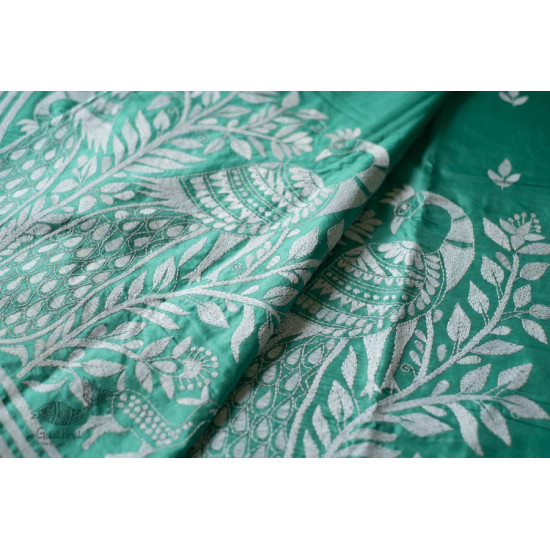 shop Kantha Hand Embroidered Silk Saree