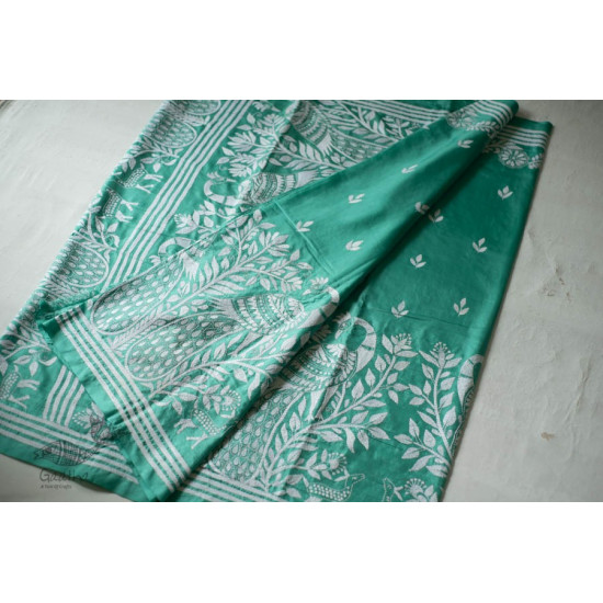 shop Kantha Hand Embroidered Silk Saree