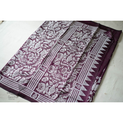 Madhumalti | Kantha Embroidery ~ Silk Saree - Dark Violet