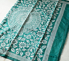 Madhumalti | Kantha Embroidery ~ Silk Green Saree