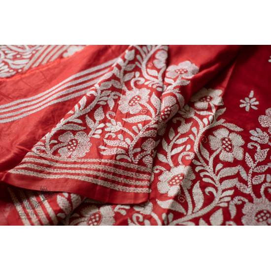 shop Kantha Hand Embroidered Silk Saree