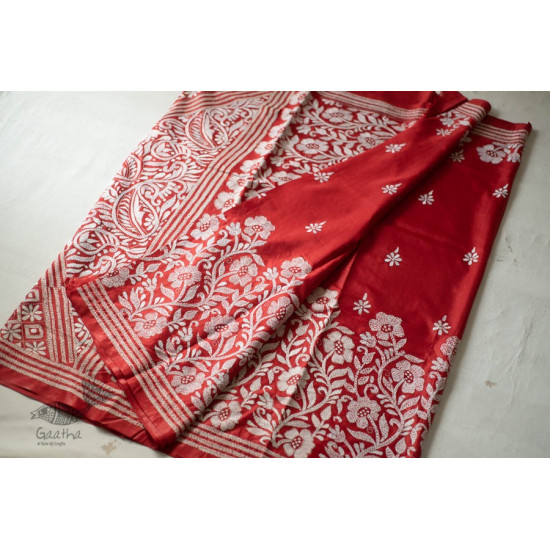 shop Kantha Hand Embroidered Silk Saree