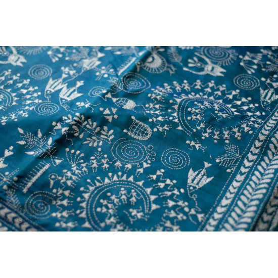 shop Kantha Hand Embroidered Silk Saree