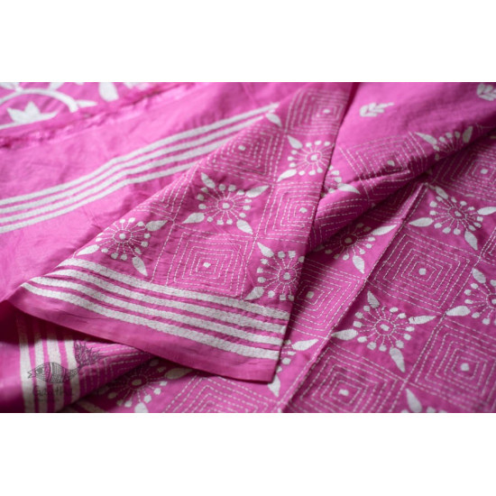 shop Kantha Hand Embroidered Silk Saree