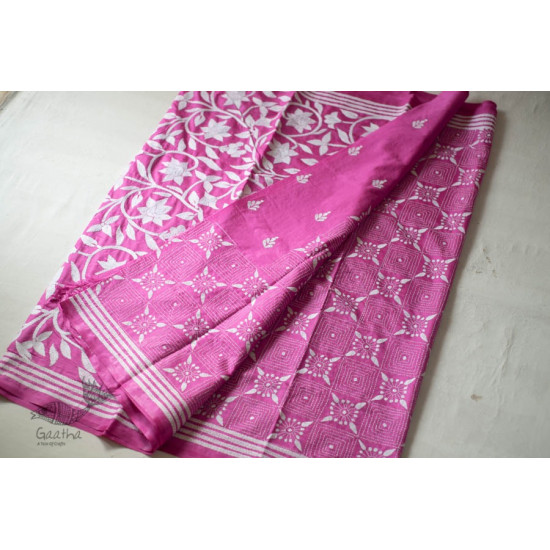 shop Kantha Hand Embroidered Silk Saree