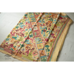 Madhumalti | Kantha Embroidery ~ Silk Saree - Beige