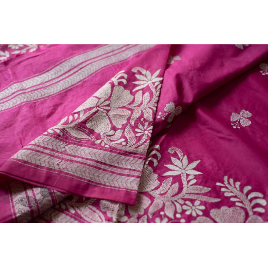 shop Kantha Silk Light Pink Saree 