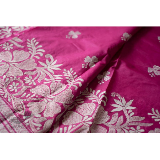 shop Kantha Silk Light Pink Saree 