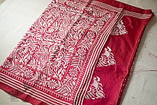 Madhumalti | Kantha Embroidery ~ Rani Pink / Dark Red Silk Saree
