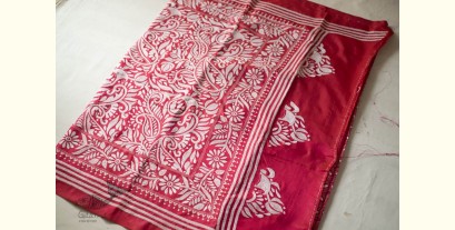 Madhumalti | Kantha Embroidery ~ Rani Pink / Dark Red Silk Saree