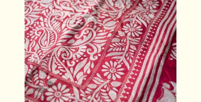 Madhumalti | Kantha Embroidery ~ Rani Pink / Dark Red Silk Saree