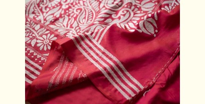 Madhumalti | Kantha Embroidery ~ Rani Pink / Dark Red Silk Saree