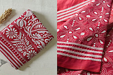 Madhumalti | Kantha Embroidery ~ Rani Pink / Dark Red Silk Saree