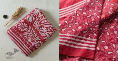 Madhumalti | Kantha Embroidery ~ Rani Pink / Dark Red Silk Saree